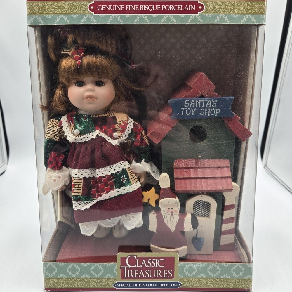 Classic Treasures Santa's Toy Shop Bisque Special Edition Collector Girl Doll‎